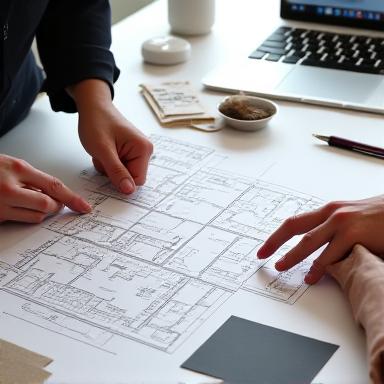 Consultation over architectural floor plans